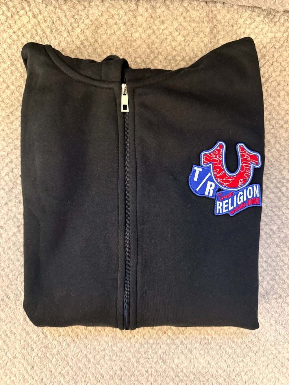 True Religion Jet Black Emb Patch Hs Zip Hoodie